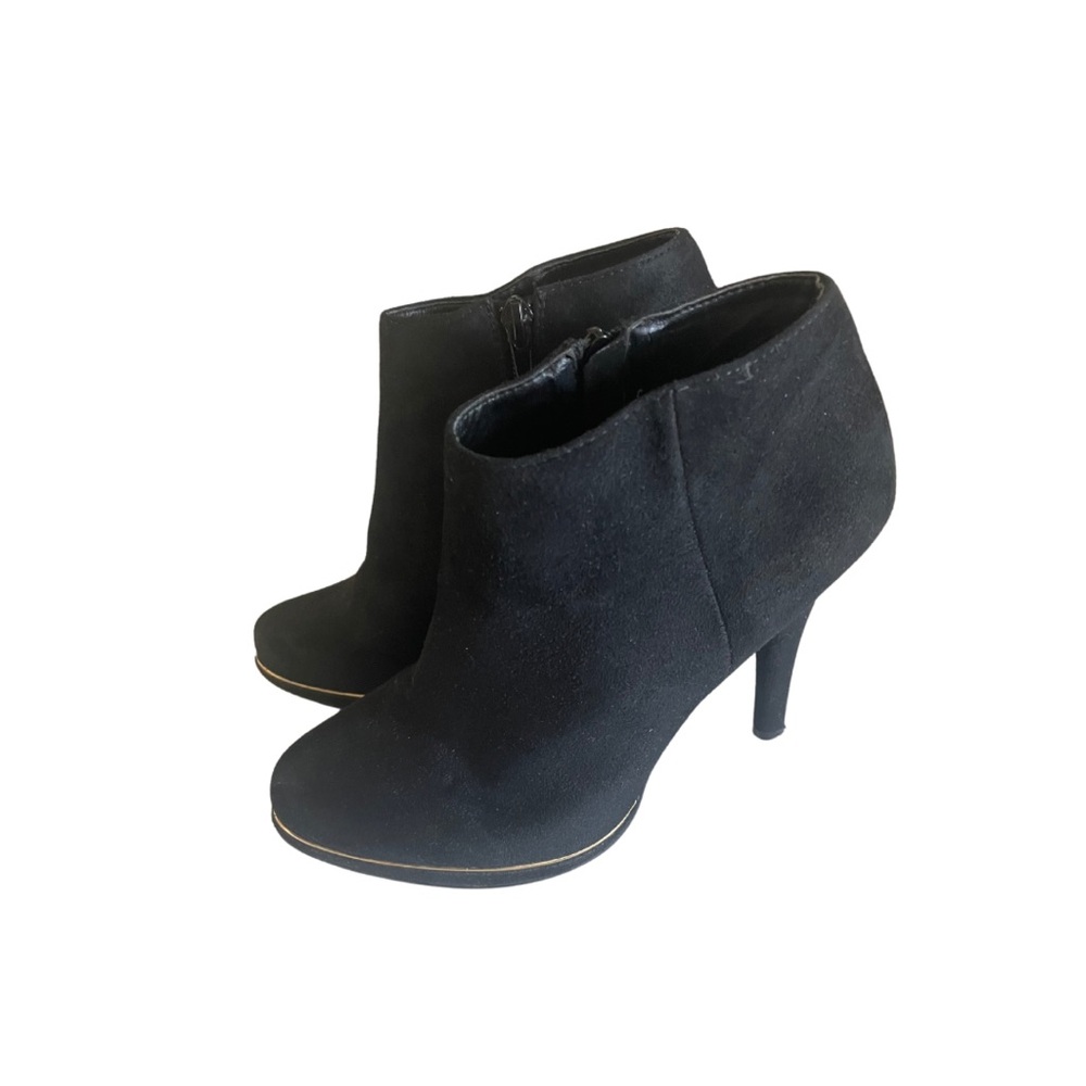 Ankle Faux Suede Stiletto Heel Zipper Boots Size 7.5 Goth Romantic Goth Grunge